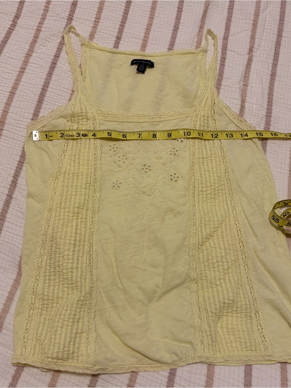 American Eagle Outfitters Light Yellow Lace-Trim Camisole